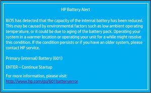 Error 601 Baterias HP